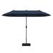 Gymax 13FT Double-sided Patio Umbrella w/ Crank Handle Umbrella Base Safety Lock Navy