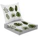 2-Piece Deep Seating Cushion Set Tropical leaves collection Engraved Palm leaves Outdoor Chair Solid Rectangle Patio Cushion Set