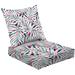 2-Piece Deep Seating Cushion Set Summer exotic floral tropical white palm leaves abstract colorful Outdoor Chair Solid Rectangle Patio Cushion Set