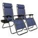 Infinity Zero Gravity Chair Pack 2 Outdoor Lounge Po Chairs with Pillow and Utility Tray Adjustable Folding Recliner for Deck Po Beach Yard - Blue