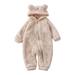 CaComMARK PI Clearance Toddler Baby Hooded Onesie Winter Romper Zipper Jumpsuit Beige