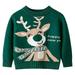 ASFGIMUJ Girls Sweater Boys Girls Winter Long Sleeve Deer Knit Sweater Base Warm Sweater For Children Clothes Knitted Cardigan Green 3 Years-4 Years