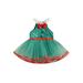 Frobukio Toddler Kids Girls Christmas Dress Sequin Sleeveless Tulle Dress Party Dress Lapel Collar Mini Dress