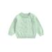Canrulo Infant Toddler Baby Girls Knitted Cardigan Solid Color Knit Crochet Button Sweater Coat Fall Winter Jacket Warm Clothes Light Green 2-3 Years