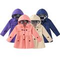 KYAIGUO Boys Girls Rain Jacket Lightweight Waterproof Hooded Water-resistant Jackets 3-11Y Lined Long Windbreaker