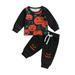 Peyakidsaa Toddler Boys Halloween Outfits Evil Pumpkin Print Sweatshirts Pants