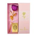 piaybook 2024 Valentine Artificial Flowers Color Gold Rose Flower Purple Window Gift Box Year s Day Gift Gold Foil Rose for Home Decoration Wedding Party Garden Decor Purple