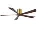 Matthews Fan Company IR5H-BRBR-WA-60 - Irene five-blade flush mount paddle fan in Brushed Brass finish with 60â€� solid walnut tone blades.