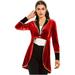 IEFIEL Womens Halloween Showman Costume Tailcoat Circus Ringmaster Velvet Tuxedo Jacket A Red 3XL