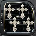 Bling Cross Air Vent Clips 4 Pcs Crystal Cross Car Air Fresheners Vent Clips Car Diffuser Vent Clip Rhinestone Diamond Cross Car Decoration Car Interior Decor Bling Car Accessories for Wome