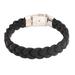 Men's Leather Braided Wristband Bracelet from Bali 'Powerful Weave'
