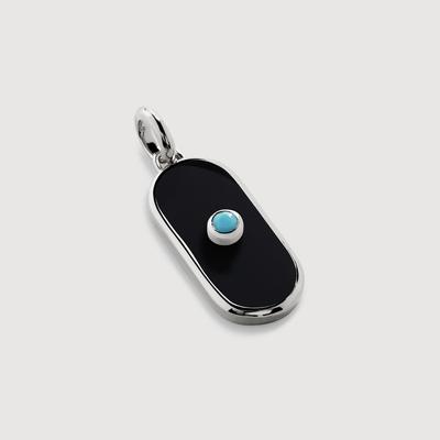 Sterling Silver Gemstone Tablet Pendant Charm Black Onyx