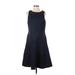 Jones New York Casual Dress - A-Line Crew Neck Sleeveless: Blue Solid Dresses - Women's Size 10