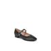 Wide Width Women's Cameo Mj Flat by LifeStride in Black Faux Leather (Size 7 W)