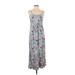 Vero Moda Casual Dress - Maxi: Gray Floral Motif Dresses - Women's Size X-Small
