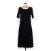 Ann Taylor Factory Cocktail Dress - Midi Scoop Neck Short sleeves: Black Dresses - Women's Size Medium