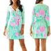 Lilly Pulitzer Dresses | Lilly Pulitzer Hydrangea Wrap Dress Xs Blue Green Pink Long Sleeve Mini Dress | Color: Blue/Green | Size: Xs