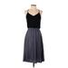 Ann Taylor LOFT Cocktail Dress - A-Line V Neck Sleeveless: Gray Solid Dresses - Women's Size 2X-Small
