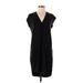Dolan Casual Dress - Shift V Neck Short sleeves: Black Print Dresses - Women's Size X-Small