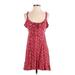 American Eagle Outfitters Casual Dress - A-Line Scoop Neck Sleeveless: Red Floral Dresses - Women's Size X-Small