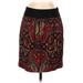 Cidra by Anthropologie Casual A-Line Skirt Knee Length: Burgundy Print Bottoms - Women's Size 4 - Paisley Wash