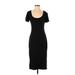 Planet Gold Casual Dress - Midi Scoop Neck Short sleeves: Black Print Dresses - Women's Size Small