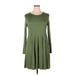 Casual Dress - A-Line Crew Neck Long sleeves: Green Print Dresses - Women's Size X-Large