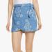 Free People Skirts | Free People Women Size 0 Blue White Linen Blend Floral Wrap Waisttie Skirt B19 | Color: Blue/White | Size: 0