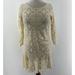 Free People Dresses | Free People Walking To Sun Cream Sheer Lace 3/4 Sleeves Ls Mini Dress Womens 4 | Color: Cream | Size: 4