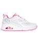 Skechers Girl's Uno - So Wavy Sneaker | Size 3.5 | White/Pink | Synthetic/Textile