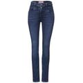 Street One Casual Fit indigo Jeans Damen mid random wash, Gr. 27-30, Baumwolle, Weiblich Denim Hosen