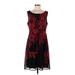 DressBarn Casual Dress - A-Line Scoop Neck Sleeveless: Red Floral Dresses - Women's Size 8