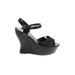 Alice + Olivia Wedges: Black Print Shoes - Women's Size 41 - Peep Toe