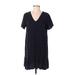 MNG Casual Dress - Shift V Neck Short sleeves: Black Print Dresses - Women's Size Small