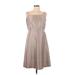 Max Mara Studio Casual Dress - A-Line Square Sleeveless: Tan Print Dresses - Women's Size 12