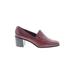 Nicole Flats: Slip On Chunky Heel Classic Burgundy Print Shoes - Women's Size 11 - Almond Toe