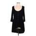 Torrid Casual Dress - Mini Scoop Neck 3/4 sleeves: Black Print Dresses - Women's Size Large Plus