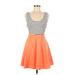 Double Zero Casual Dress - A-Line Scoop Neck Sleeveless: Orange Color Block Dresses - Women's Size Medium