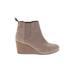 TOMS Ankle Boots: Chelsea Boots Wedge Casual Tan Print Shoes - Women's Size 7 - Round Toe