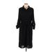 Alex Marie Casual Dress - Shirtdress Collared 3/4 sleeves: Black Solid Dresses - Women's Size 10