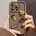 Coque de téléphone ours café 3D coréen coque souple en silicone pour Samsung Galaxy A33 A53 A73