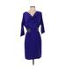 Trina Turk Cocktail Dress - Sheath Cowl Neck 3/4 sleeves: Purple Print Dresses - Women's Size 4