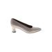 Stuart Weitzman Heels: Pumps Chunky Heel Classic Gray Print Shoes - Women's Size 6 1/2 - Almond Toe