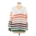 Weekend Suzanne Betro Pullover Sweater: White Color Block Tops - Women's Size Large