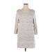 White House Black Market Casual Dress - Shift Scoop Neck 3/4 sleeves: Gray Marled Dresses - Women's Size X-Large