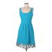 Lilly Pulitzer Casual Dress - A-Line Scoop Neck Sleeveless: Blue Solid Dresses - Women's Size 8