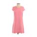 Monteau Casual Dress - Shift Crew Neck Short sleeves: Pink Print Dresses - Women's Size Small