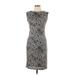 Rebecca Taylor Casual Dress - Sheath Crew Neck Sleeveless: Gray Leopard Print Dresses - Women's Size Large