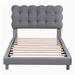 Wrought Studio™ Upholstered Platform Bed w/ Soft Headboard Wood in Gray/Brown | 36.6 H x 47.1 W x 80.8 D in | Wayfair