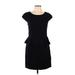 Express Cocktail Dress - Mini Scoop Neck Short sleeves: Black Print Dresses - Women's Size 12